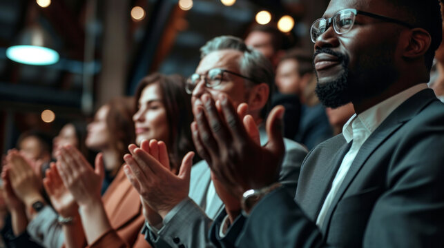 A Group of People Clapping in Front of a Crowd