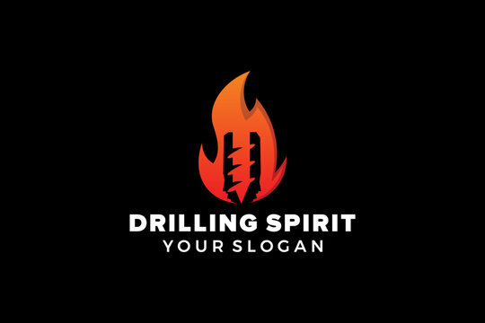 Drilling and fire logo design