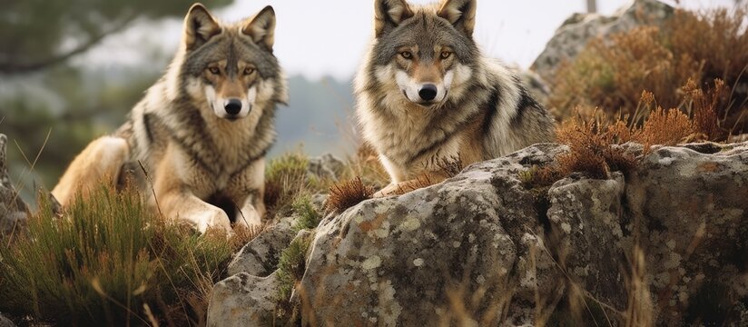 Iberian wolves in Sanabria, Zamora, Spain.