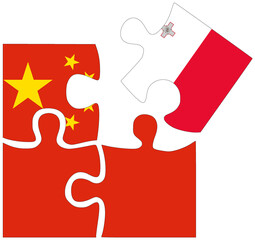 China - Malta : puzzle shapes with flags