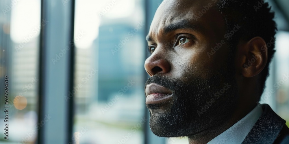 Poster a close-up view of a person looking out a window. can be used to depict curiosity, contemplation, or