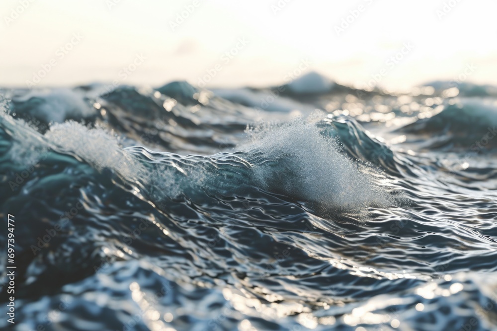 Poster A close-up view of the rhythmic waves in a body of water. Perfect for adding a touch of tranquility to any project