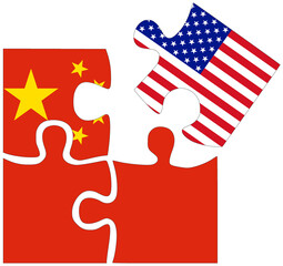 China - USA : puzzle shapes with flags