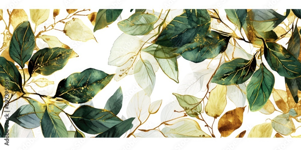 Poster a painting of a bunch of leaves on a white background. suitable for various design projects