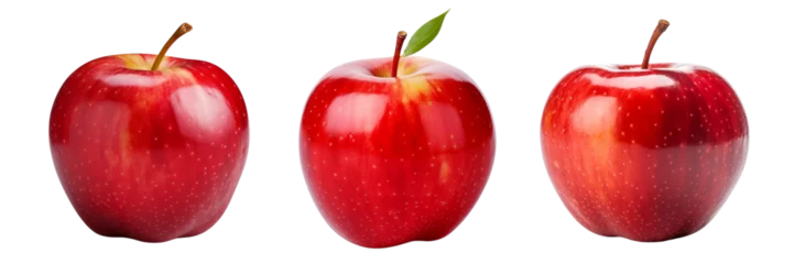 Fotobehang Set of ripe red apple half fruit isolated on white or transparent background © ArunKanti