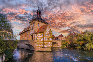 Old Town Hall view in Bamberg of Germany - obrazy, fototapety, plakaty