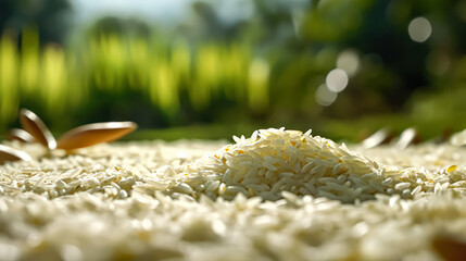 Scattered rice on the table