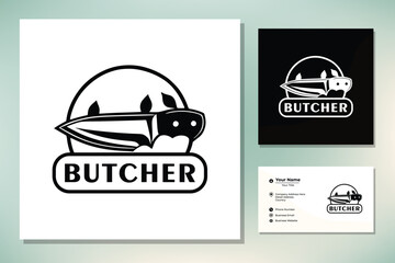 Vintage Retro Butcher shop label logo design