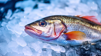 Sea bass on shaved ice