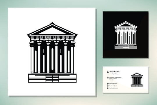 Ancient Pillar Columns Greek Rome Athens Historical Building logo design