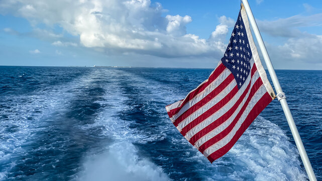 American Flag on Boat in the Florida Keys