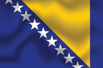 Flat Illustration of Bosnia and Herzegovina flag. The national flag of Bosnia and Herzegovina. Bosnia and Herzegovina Wave flag.