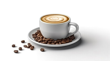 Delight in a white cup, this cappuccino boasts a captivating foam pattern