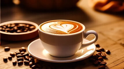 A white cup adorned with delightful foam patterns