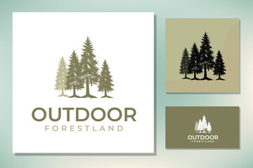 Fototapeta na wymiar Pine trees spruce cedar nature evergreen environment vintage simple logo design, park outdoor forest wildlife mountain hill element