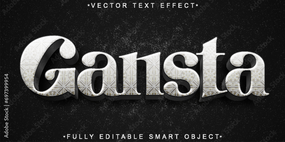 Poster gray gangsta vector fully editable smart object text effect
