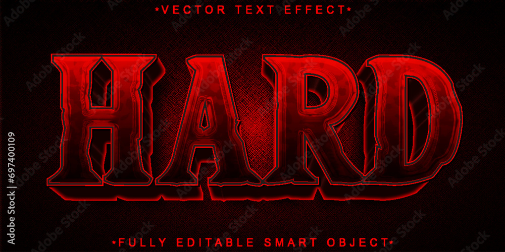 Poster red hard vector fully editable smart object text effect