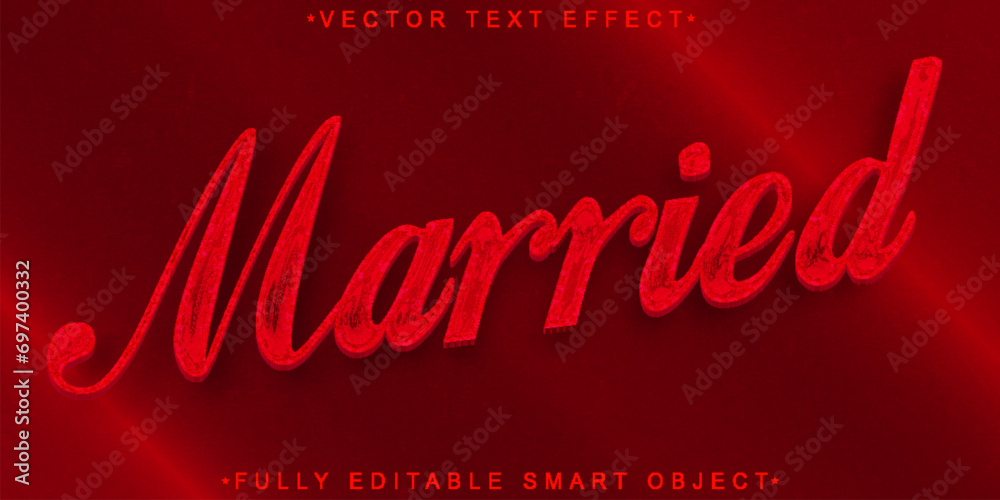 Poster red married vector fully editable smart object text effect