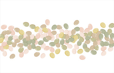 Happy Easter Banner. Pattern of eggs, flowers and twigs. For card, banner, poster, flyer, and web. Spring Festival. Vector illustration