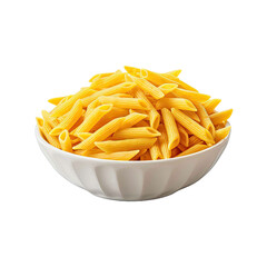 Raw penne or pasta in bowl with isolated on transparent background.