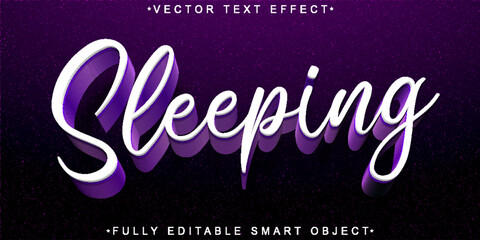 Purple Sleeping Vector Fully Editable Smart Object Text Effect