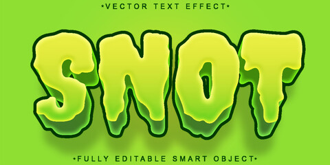 Green Fluid Snot Vector Fully Editable Smart Object Text Effect - obrazy, fototapety, plakaty
