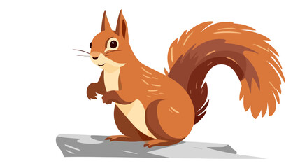 Cartoon vector squirrel isolated on white background - obrazy, fototapety, plakaty