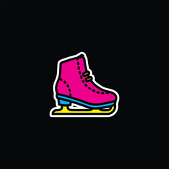 Original vector illustration. The icon of ice skates, or figure skating.