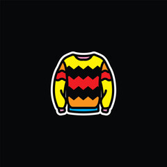 Original vector illustration. The icon of a warm knitted sweater with a pattern.