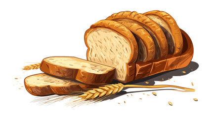 Bread illustration. Vector bread with spikelets of wheat on white background - obrazy, fototapety, plakaty