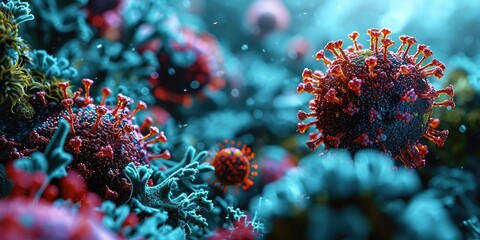 Scientific Flu Virus Illumination - Detailed Cell with Subtle Lens Flare 