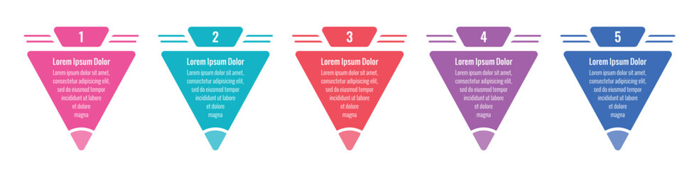 triangle infographic template. five steps information template. infographic template for web, internet, annual report, magazine - obrazy, fototapety, plakaty