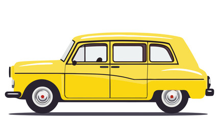 Vector yellow car in the old style. Realistic yellow car isolated on a white background