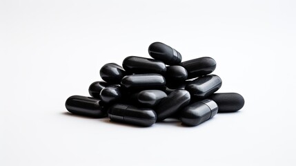 Fototapeta na wymiar Supplement black pill white background