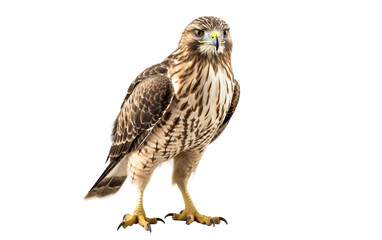 Majestic Hawk Soaring Across Azure Skies Isolated on Transparent Background PNG.