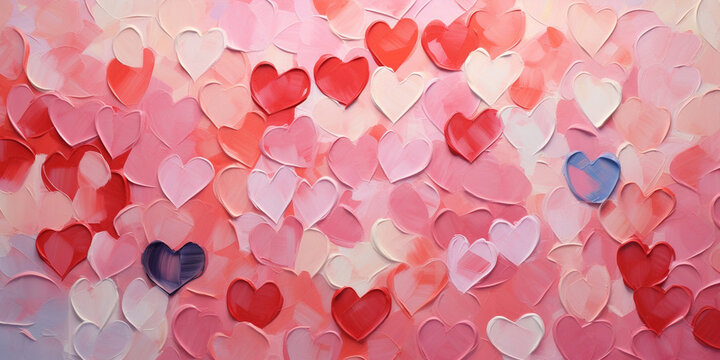 Valentine's day pattern with red and pink hearts