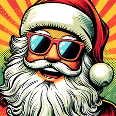 Santa Claus with sunglasses. Pop art retro vector illustration vintage kitsch.
