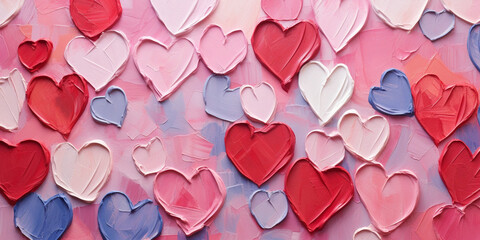 Valentine's day pattern with red and pink hearts