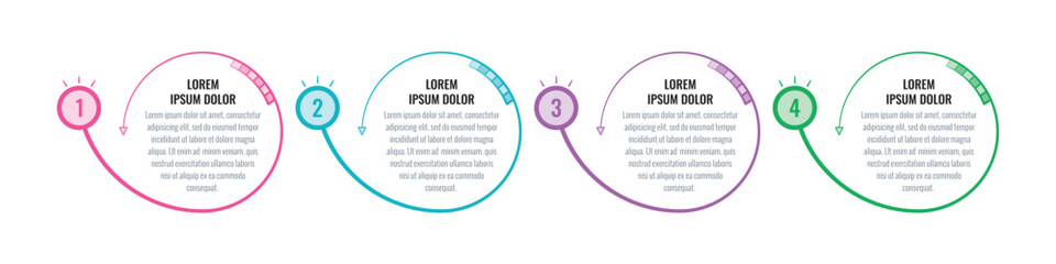 spiral infographic template. banner, web, presentation information design. geometric infographic template. four step information template