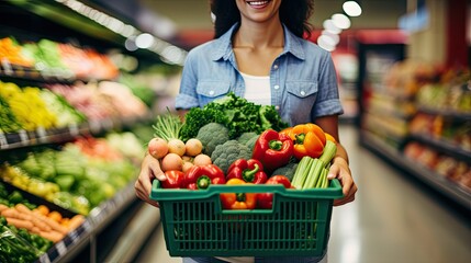 Obraz premium woman shopping in supermarket