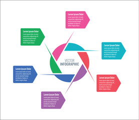 six steps infographic template. information template for business, web, internet, annual report