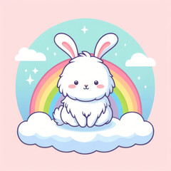 Adorable Fluffy Bunny in the Clouds. ai generative