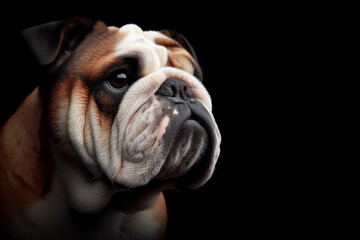 Obraz premium an English Bulldog isolated on black background. ai generative