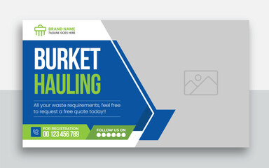 Junk Removal youtube thumbnail and web banner template design, garbage web banner template