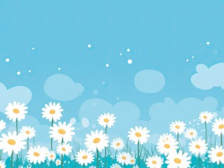 Fototapeta na wymiar daisies on blue sky background