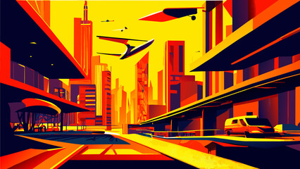 Fototapeta premium A city's dynamic skate parks. vektor icon illustation