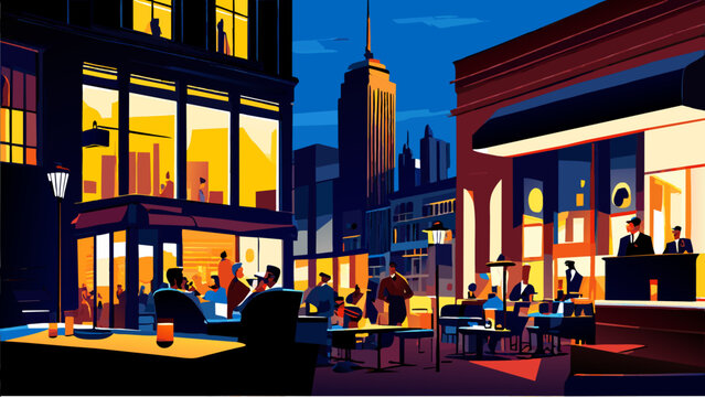 A city's cozy jazz bars. vektor icon illustation