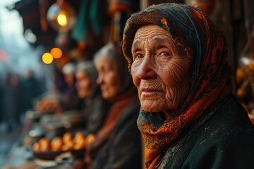 Orthodox people gathered near a resplendent church during Easter celebrations.