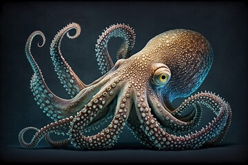Fototapeta premium octopuses swim in the sea. Generative AI,