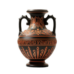 A Ancient Amphora Vase - Historical and Archeological. Isolated on a Transparent Background. Cutout PNG.